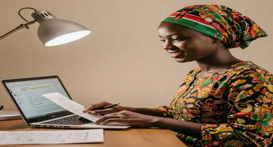 A Kenyan lady filing her tax returns