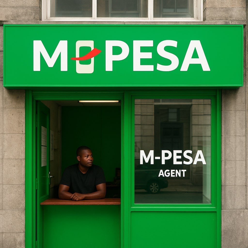 M-Pesa agent withdrawal and sending money mobile transaction kiosk