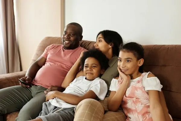 Family enjoying TV