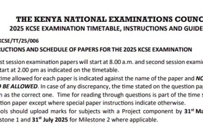 KCSE Timetable 2025 PDF (KNEC)