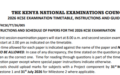 KNEC KCSE Timetable 2026
